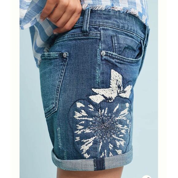 anthropologie pilcro and the letterpress Slim Boyfriend Denim Shorts Sz 26 Boho - Picture 2 of 12
